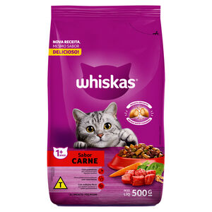 Alimento Premium para Gatos Adultos 1+ Carne Whiskas Pacote 500g
