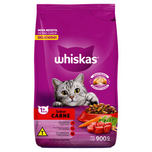 Alimento Premium para Gatos Adultos 1+ Carne Whiskas Pacote 900g