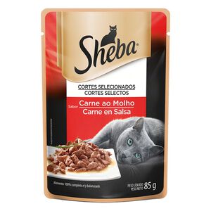 Alimento 100% Completo e Balanceado para Gatos Adultos Carne ao Molho Cortes Selecionados Sheba Sachê 85g