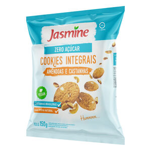 Biscoito Cookie Vegano Integral com Amêndoas e Castanhas Brasileiras Zero Açúcar Jasmine Pacote 120g