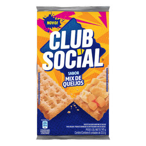 Pack Biscoito Salgado Mix de Queijos Club Social Pacote 141g 6 Unidades de 23,5g Cada