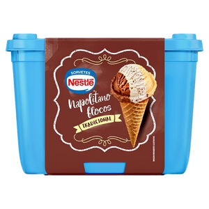 Sorvete Napolitano Flocos Tradicional Nestlé Pote 1,5l