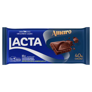 Chocolate Meio Amargo 40% Cacau Lacta Amaro Pacote 80g