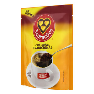 Café Solúvel Granulado Tradicional 3 Corações Sachê 50g Refil Econômico