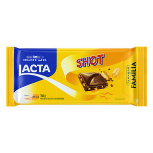 Chocolate ao Leite com Amendoim Lacta Shot Pacote 165g Tamanho Família