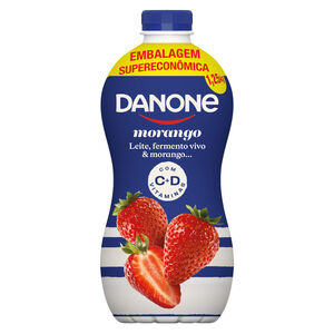 Iogurte Parcialmente Desnatado com Preparado de Fruta Morango Danone Garrafa 1,25kg Embalagem Supereconômica