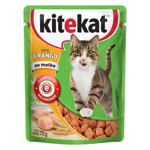 Alimento Completo Balanceado para Gatos Adultos Frango ao Molho Kitekat Sachê 70g