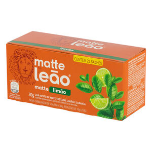 Chá Misto de Mate Tostado, Limão e Laranja Matte Leão Caixa 30g 25 Unidades