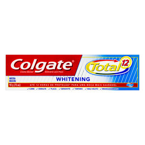 Creme Dental Whitening Anticárie com Flúor Colgate Total 12 Caixa 90g