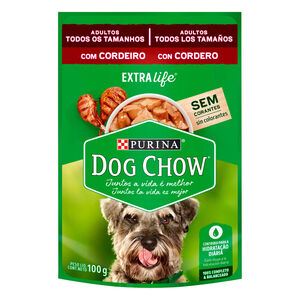 Alimento 100% Completo & Balanceado para Cães Adultos com Cordeiro Purina Dog Chow Extra Life Sachê 100g
