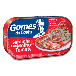 Sardinha ao Próprio Suco com Molho de Tomate Gomes da Costa Lata Peso Líquido 125g Peso Drenado 84g