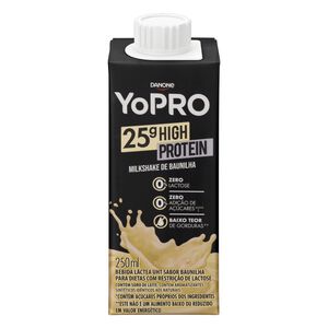 Bebida Láctea UHT Milkshake de Baunilha Zero Lactose para Dietas com Restrição de Lactose sem Adição de Açúcar Yopro 25g High Protein Caixa 250ml